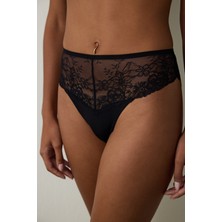 Penti Siyah Daisy Çiçekli Yüksek Bel Slip Külot