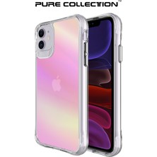 Bix iPhone 11 Pure Rainbow Renk Geçişli Şeffaf Kılıf Çizilmeye Dayanıklı Darbe Emici Parmak Izi Önleyici Pembe