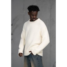 Akçaylar Oversize Kırçıllı Tüylü Sıfır Yaka Salaş Spor Kazak