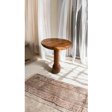 Açık Ceviz Renk Tekli Yan Sehpa Ahşap Zigon Sehpa Modeli