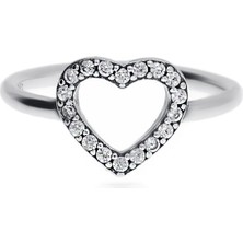 Celikchi Kadın Ortası Boş Kalp Model Gümüş Yüzük