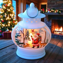 Kuzey Oyuncak Vıp Oval Beyaz Noel Baba Yılbaşı Feneri Gün Işığı LED Işıklı Fener Yılbaşı Hediyeleri 14X8X4 cm