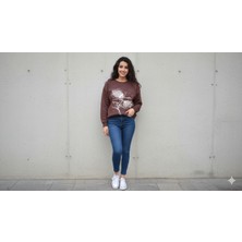 Kadın-Triko-Görünümlü-Taş-Desenli-Bluz