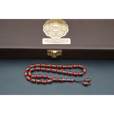 Siyah İnci Oltutaşı Zik Zak Model Gümüş Işlemeli Oltu Taşı Tesbih ST000162