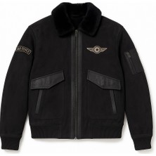 Moda Erkek Kürk Yakalı Nakışlı Pilot Montu