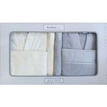 Özdilek Ditsy Aile Bornoz Seti- Krem Gri