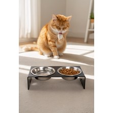 GOBYPET 2'li Siyah Pleksi Kedi ve Köpek Seramik Mama & Su Kabı Paspas Hediye