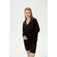 Allyco Siyah Uzun Kollu Denizci Yaka Sweatshirt