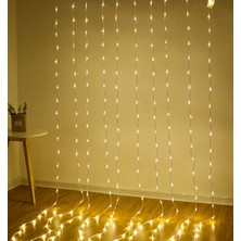 Gaman 3 x 1.85 Metre Saçaklı LED Işık 8 Animasyonlu Perde LED  'fişli Birbirine Eklenebilir ' 200 Ledli Saçak LED