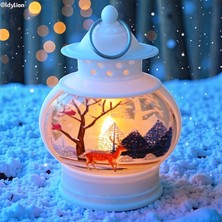 Kuzey Oyuncak Vıp Kalite Oval Beyaz Geyik Yılbaşı Feneri Gün Işığı LED Işıklı Fener Yılbaşı Hediyeleri 14X8X4 cm