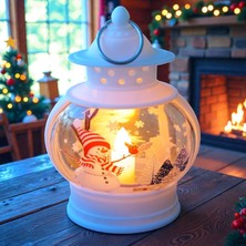 Kuzey Oyuncak Vıp Oval Beyaz Kardan Adam Yılbaşı Feneri Gün Işığı LED Işıklı Fener Yılbaşı Hediyeleri 14X8X4 cm