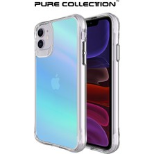 Bix iPhone 11 Pure Rainbow Renk Geçişli Şeffaf Kılıf Çizilmeye Dayanıklı Darbe Emici Parmak Izi Önleyici Mavi