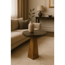 El Yapımı Doğal Masif Ahşap Mantar Sehpa Ceviz Renk Tekli