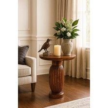 Doğal Masif Ahşap Meşe Renk Tekli Yan Sehpa