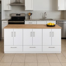 T Designo Edi Mutfak Adası Çekmeceli Alt Modül 180 cm Beyaz- Tezgah Dahil-Çok Amaçlı Dolap-Kahve Köşesi-Mat
