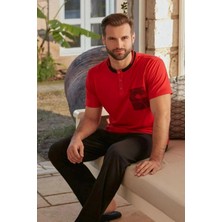 Eros Erkek Kırmızı 3 Lü Pijama Takımı