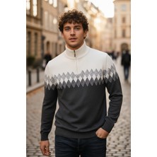 Mandala Tekstil Çok Renkli Fermuarlı Erkek Triko Kazak