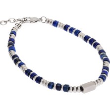 Celikchi Erkek Lacivert Renk Doğal Taş Çelik Detay Bileklik