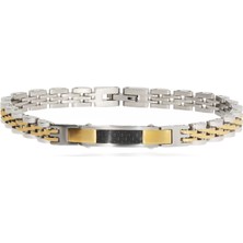 Celikchi Erkek Gold Renk Detay Ince Çelik Bileklik