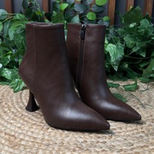 Mey Ayakkabı Ince Topuklu Kahverengi Düz Kadın Bilek Bot   M4590