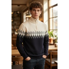 Mandala Tekstil Çok Renkli Fermuarlı Erkek Triko Kazak