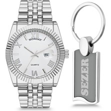 Erkek Kol Saati Metal Kişiye Özel Anahtarlıklı