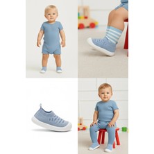 MARSHETTA Baby Ortopedik Yumuşak Kaymaz Tabanlı Nefes Alabilir Örgü Kumaş Mavi Bebek Ilk Adım Ayakkabısı