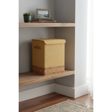 Jüt Bohem Kapaklı Katlanır Kirli Çamaşır Çocuk Odası Oyuncak Saklama Kutusu Sepet 40X50X30