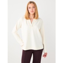 Jimmy Key Ekru Uzun Kollu Kapüşonlu Örme Sweatshirt