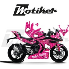 Motiker Cfmoto 450SR Hello Kitty Pembe Çiçekli Sticker Etiket Tasarım Motosiklet Kaplama Modeli