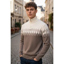 Mandala Tekstil Çok Renkli Fermuarlı Erkek Triko Kazak