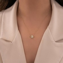 Hakan Mücevherat Taşlı Kar Tanesi 14 Ayar Altın Kolye