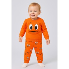 Dinamik çocuk Kız/erkek Bebek Unısex Duck Ördek Desenli 2li Takım Sweatshirt ve Alt 6-9-12-18AY