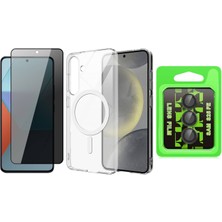 Vendas Samsung Galaxy S25 FE Kılıf Kamera Korumalı M-Safe Sert Pc Zore Porto Kapak + Kamera Lens + Hayalet Ekran Koruyucu