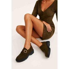 Mira Kadın Hakiki Süet Deri Tokalı Günlük Loafer – Kalın Taban Şık Ayakkabı