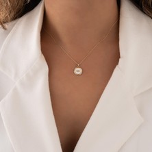 Hakan Mücevherat Taşlı Beyaz Mineli 14 Ayar Altın Kolye