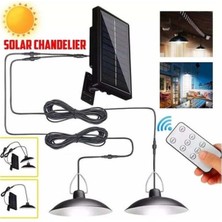 Tawitech Güneş Enerjili Kumandalı Çift Ampullü Su Geçirmez Iç Dış Mekan Sarkıt Solar Bahçe Lambası