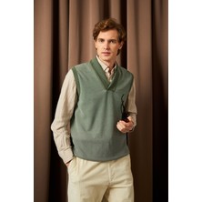 Çizgi Triko Erkek Şal Yaka Triko Süveter Noktalı Desen Klasik Kalıp - 5250H