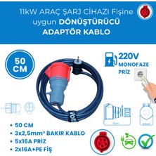 VoltEV 11kW Elektrikli Araç Şarj Cihazı için 50Cm Ev Tipi Fişli Dönüştürücü Adaptör