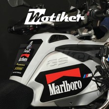 Motiker Bmw R1200 Sağ Sol Yan Grenaj ve Depo Marlboro Kabartmalı Damla Sticker