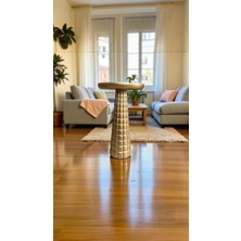 Altın Varak Renkli Doğal Ahşap Mantar Yan Sehpa – Tekli