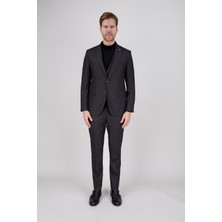 Paco Romano Erkek Slim Fit Sivri Yaka Kahverengi Yelekli Takım Elbise