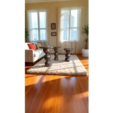 Ceviz Renkli Ahşap Sehpa Seti 3’lü Yan Sehpa Takımı