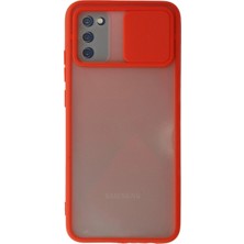 Techmrt Newface Samsung Galaxy A02S Kılıf Palm Buzlu Kamera Sürgülü Silikon - Kırmızı