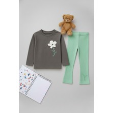 My Kids Wear Kız Çocuk Uzun Kollu Üst + Tayt – Okul & Kreş Rahat Takım 3-7 Yaş 12360