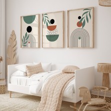 Pam Studio Bohem Stil 3'lü Ahşap Çerçeveli Soyut Modern Duvar Tablosu Seti