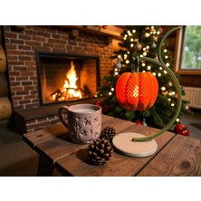 Nuclear 3D Baskı Askılı Bal Kabağı Tea Light Gece Lambası | Pilli LED Işık | 22 cm Alevsiz Fener Turuncu