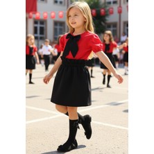 Parla Kids Kız Çocuk Rosalie Siyah Kırmızı Takım Fularlı 23 Nisan 29 Ekim Gösteri Kıyafeti