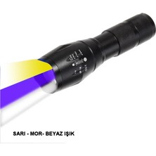 Markalonya LED El Feneri, Q5 Led, Beyaz Sarı Mor Renk Aydınlatma, USB Şarjlı, Su Geçirmez, Plastik, Kamp Için