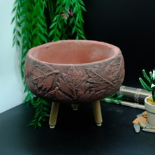 BGG Yaprak Motifli Büyük Boy  Dekoratif Beton Saksı